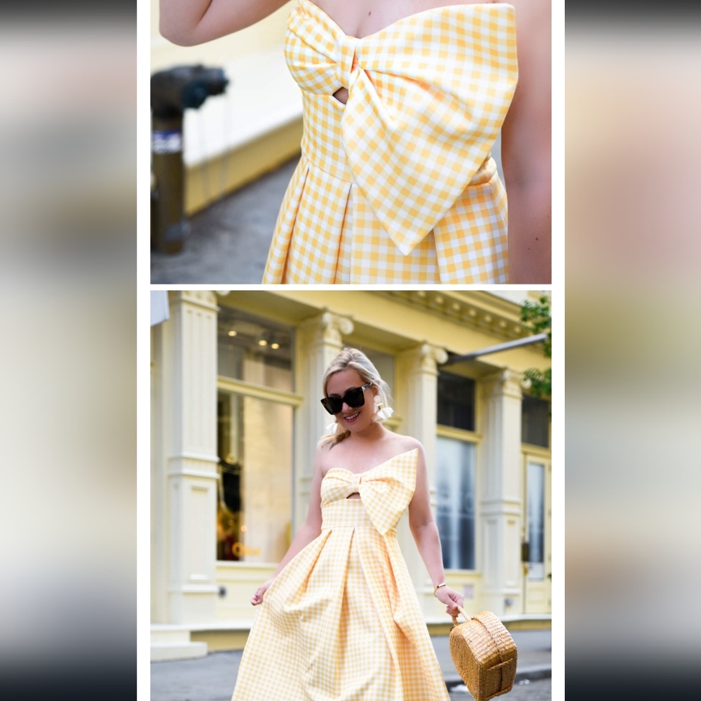 ASOS Scuba gingham Bow Front Midi Dress